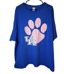UK Cats Tee Womens 3XL Blue with Pink Paw and Logo Wildcats Big Blue Nation